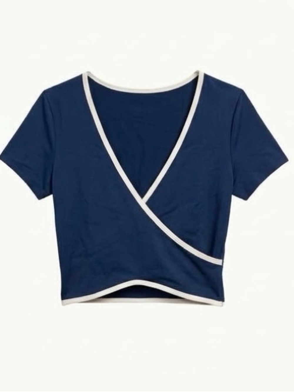 GAP Navy Wrap Crop Top with White Trim